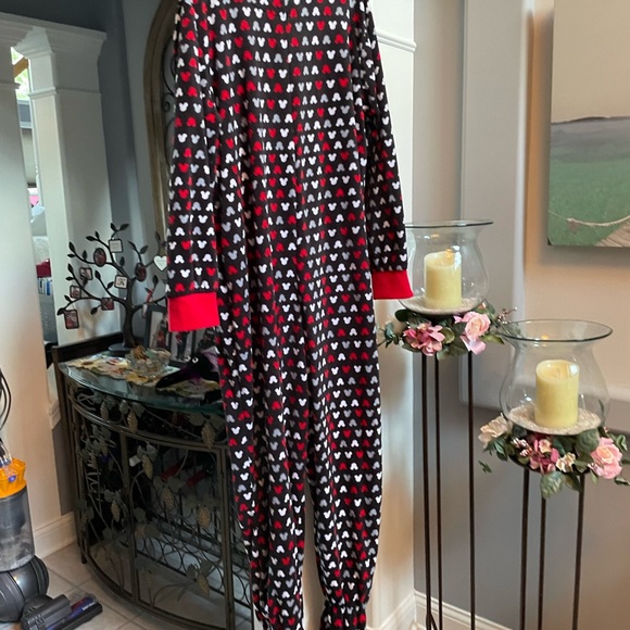 EUC Mickey Mouse onesie ladies fleece loungewear with feet zip front size XL - Picture 3 of 9
